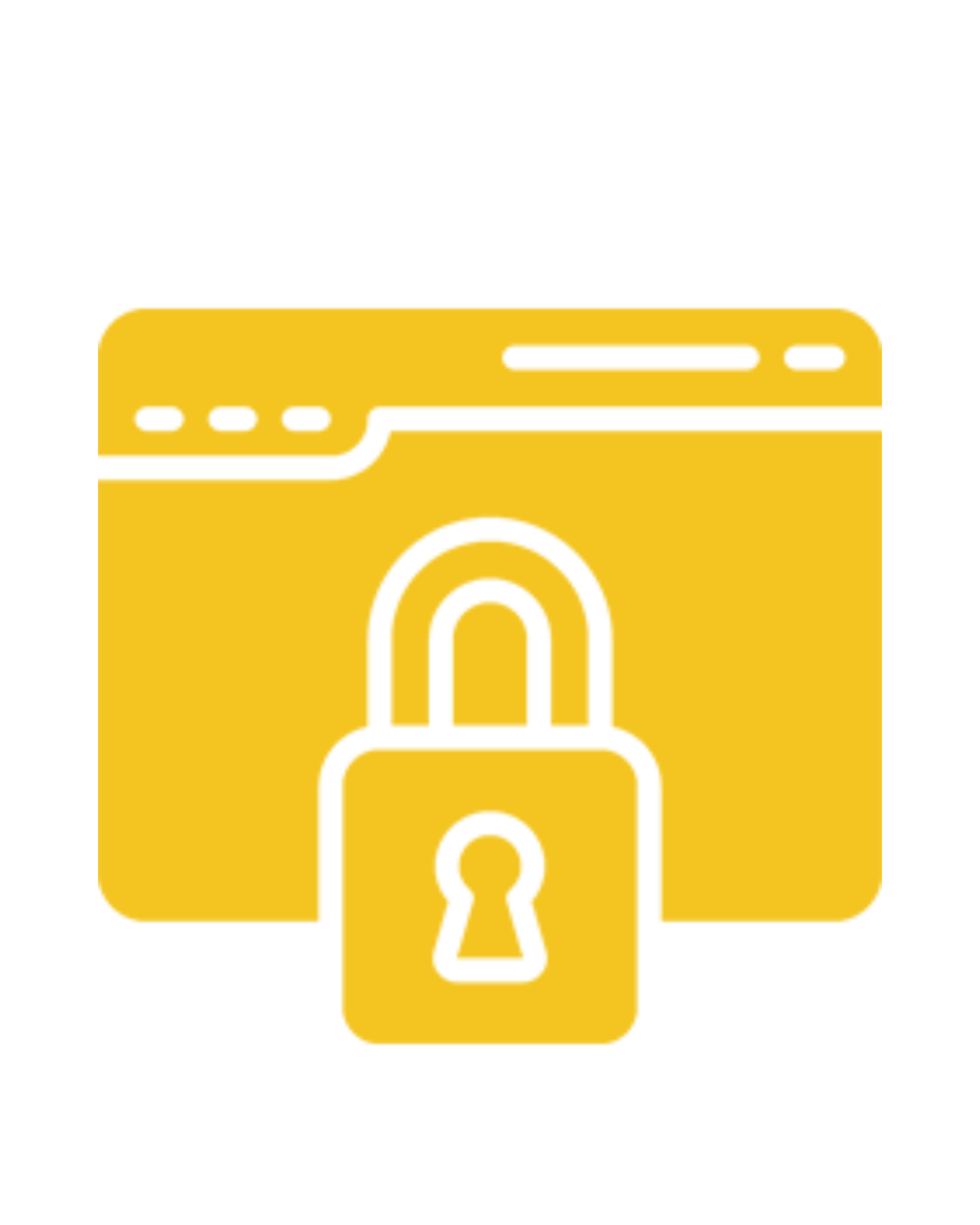 A golden icon of a web browser window with a large padlock in front, symbolizing secure online data, web security, and protected digital assets.