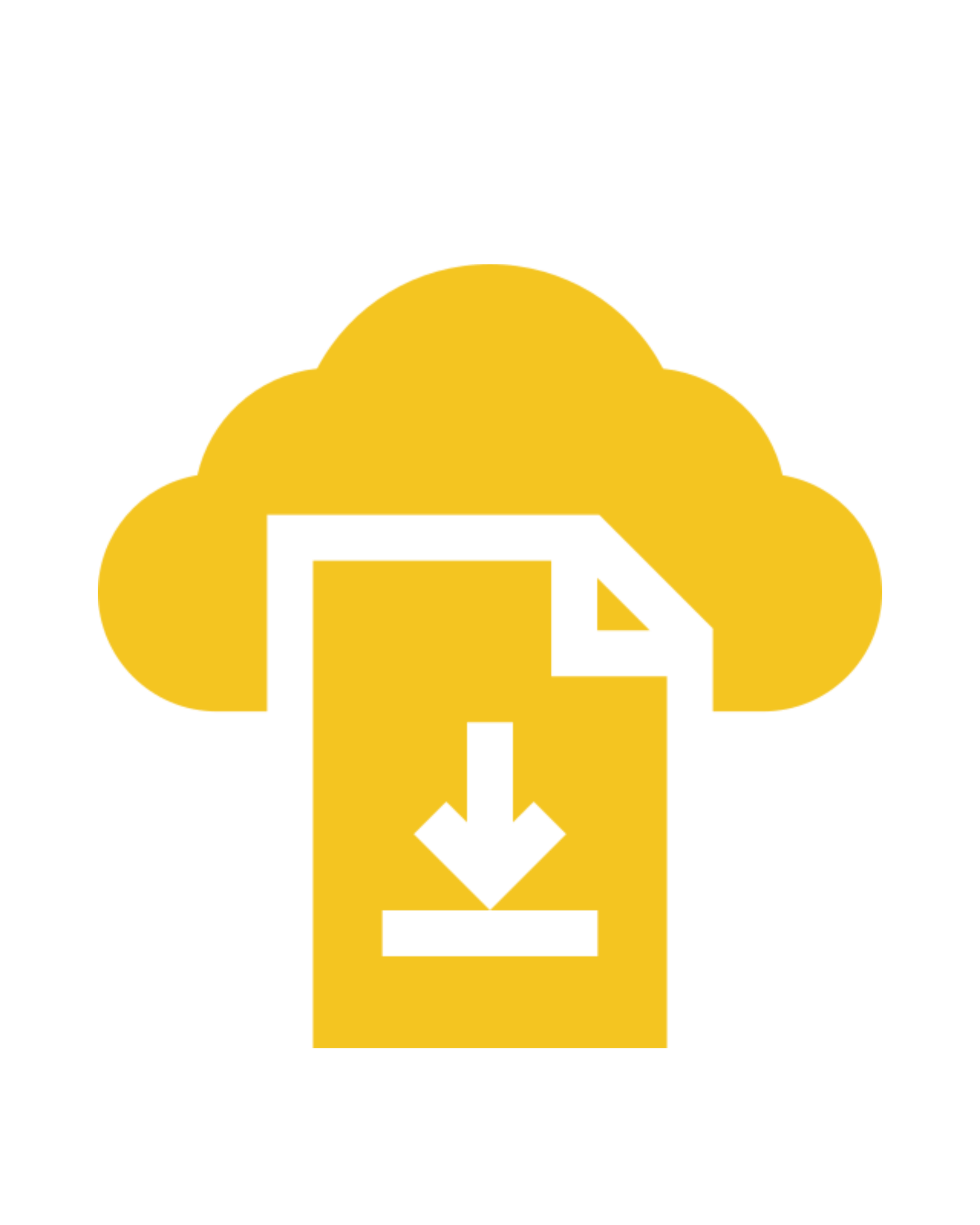 A golden icon of a cloud with a document and a download arrow, symbolizing efficient cloud-based data management and secure file downloading for BPO.
