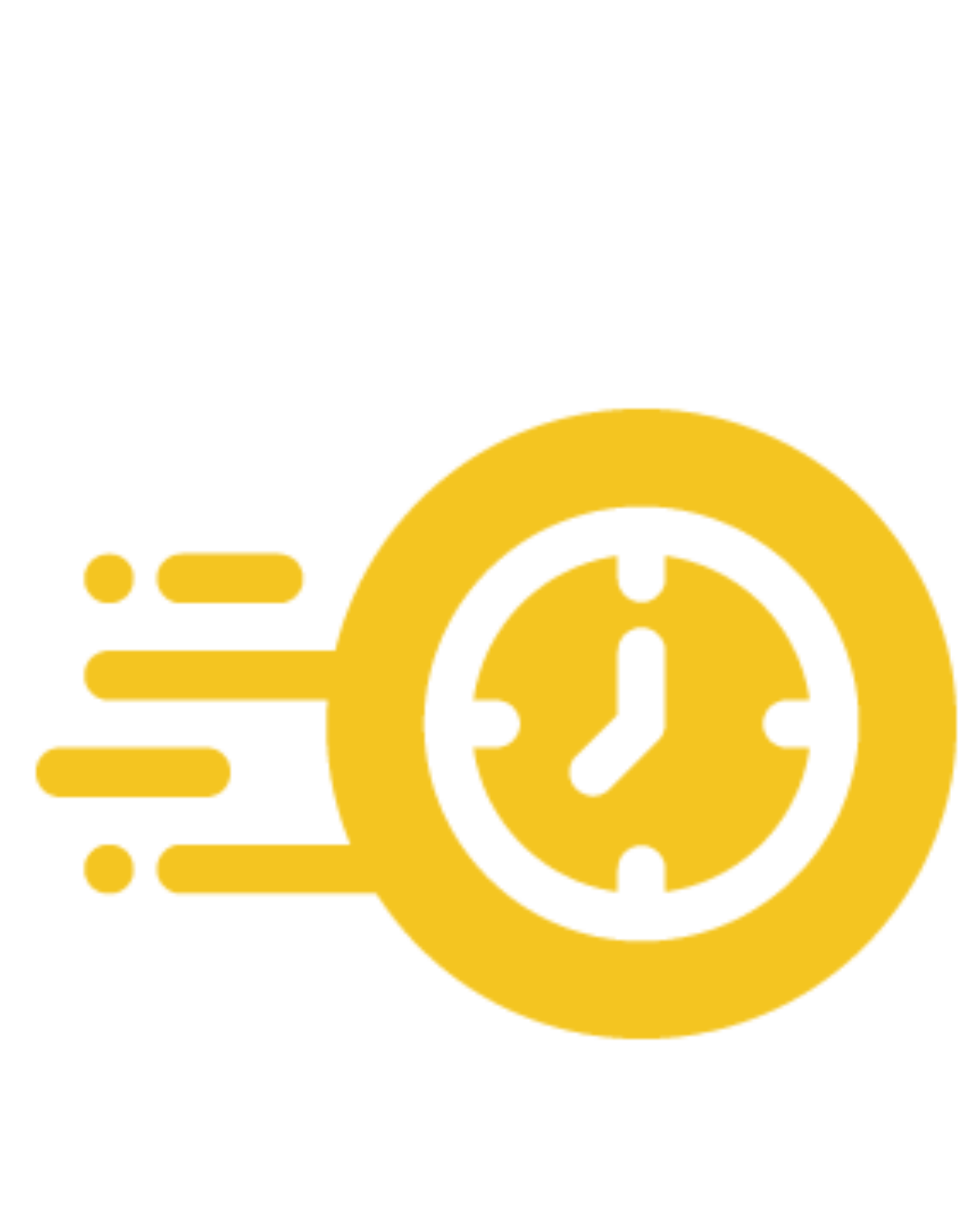 A golden icon of a fast-moving clock, symbolizing efficiency, rapid delivery times, and swift operations in logistics BPO services.
