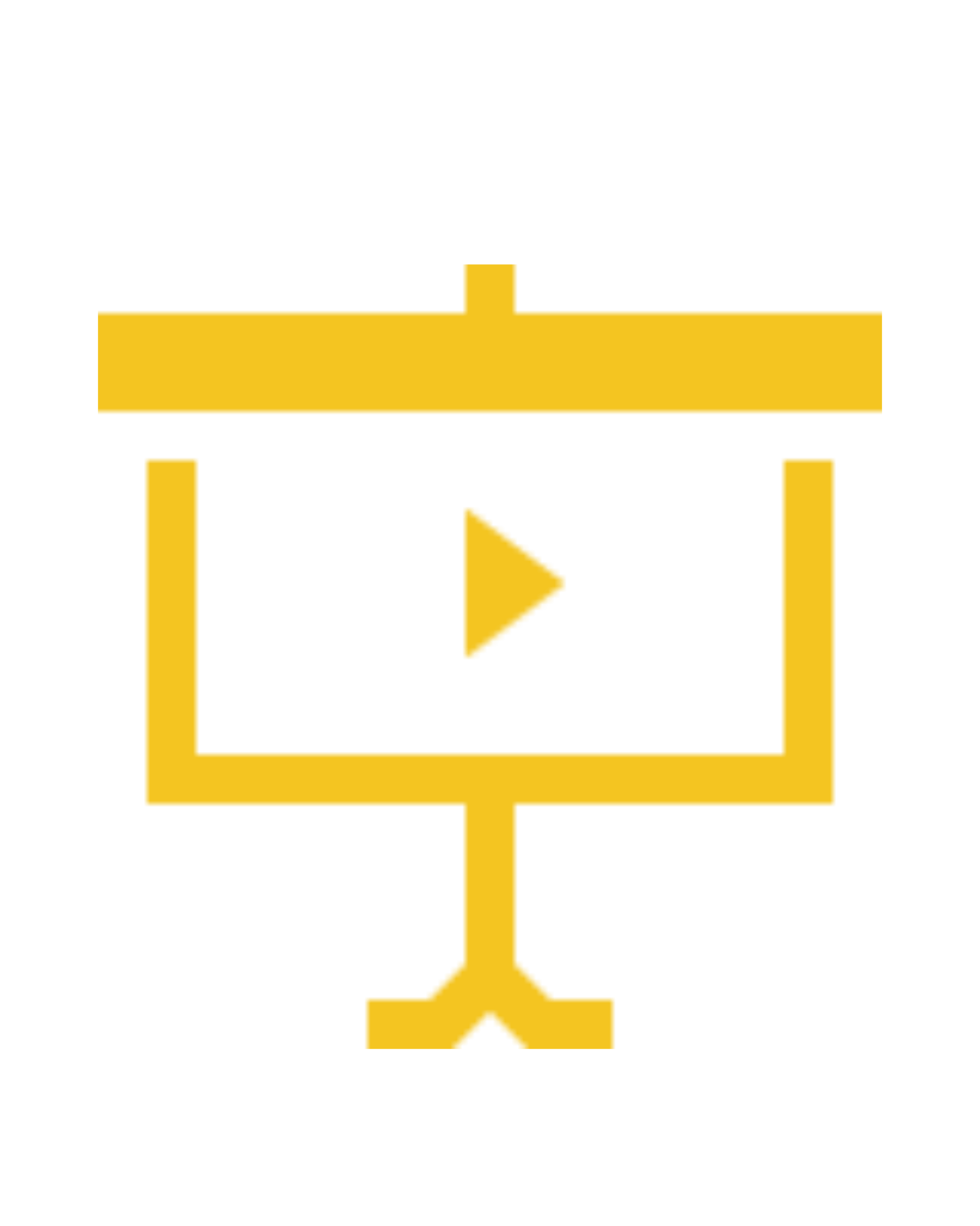 A golden presentation screen with a play button, symbolizing clear video presentations and insightful financial training for outsourced services.