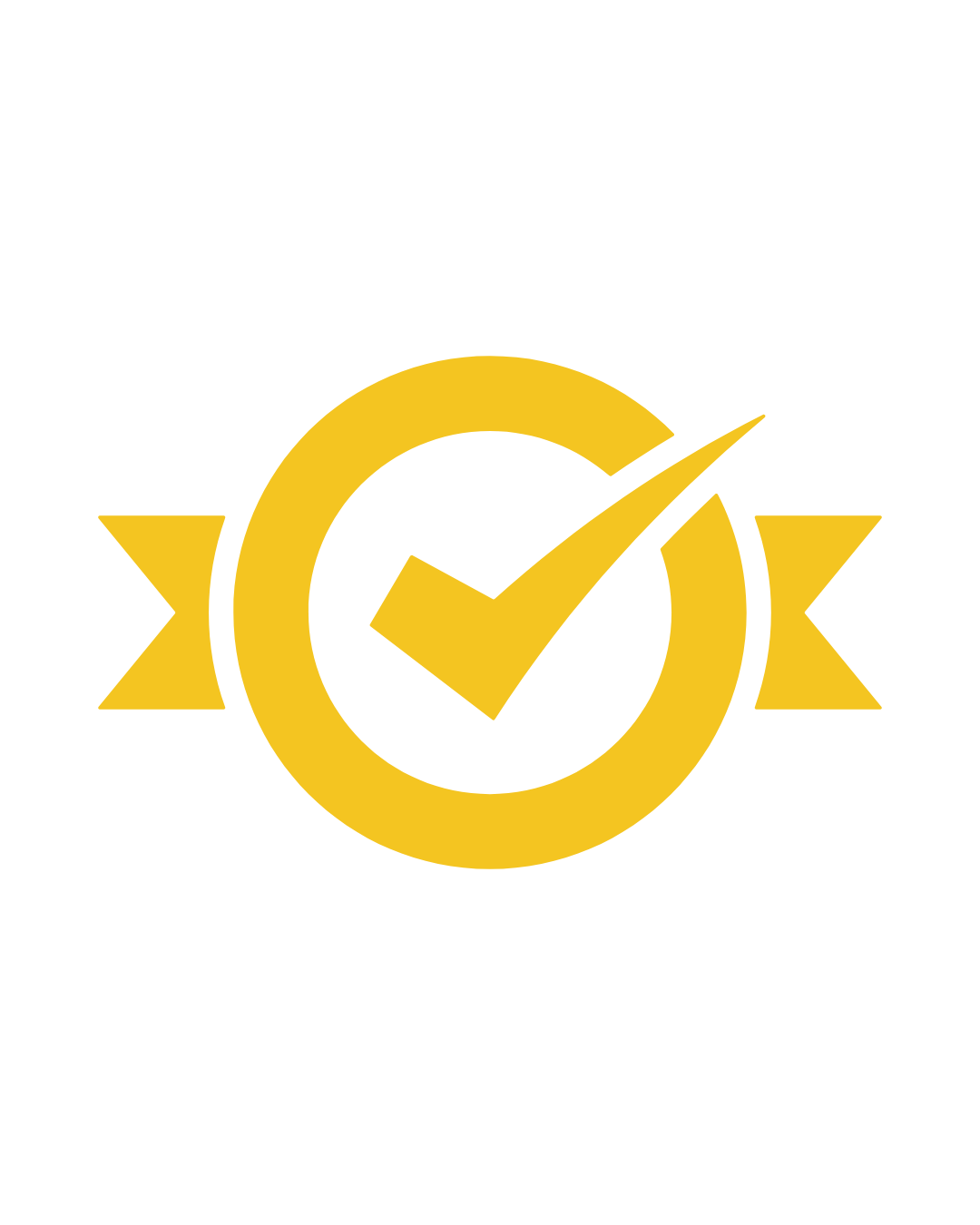 Yellow checkmark badge icon representing verified standards, quality assurance, and compliance call procedures in business process services.